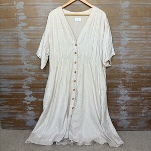 Girl and The Sun Noho Linen Button Down Midi Dress Minimal Laggen Womens XXL